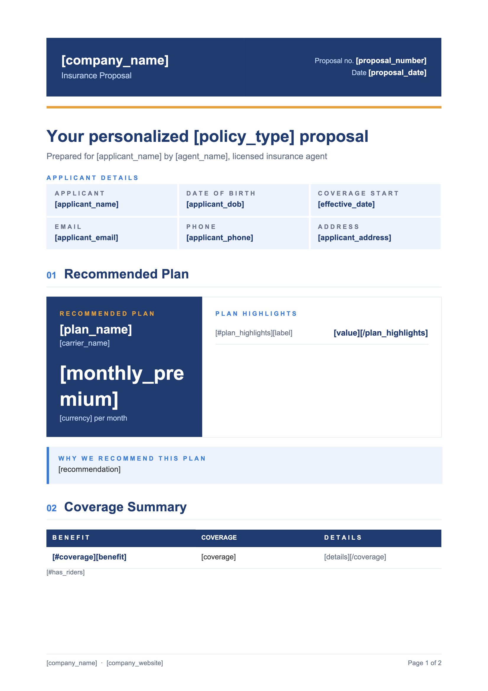 Insurance Proposal Template